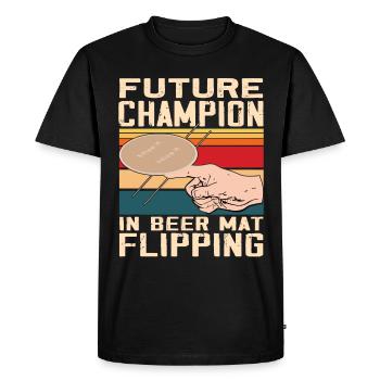 Sous-verres Flip Game bière - T-shirt Premium bio Homme - noir - Devant - Nico (187cm)