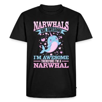 Funny Narwhal Animal Narwhals Are Awesome - Men's Premium Organic T-Shirt - black - Front - Nico (187cm)