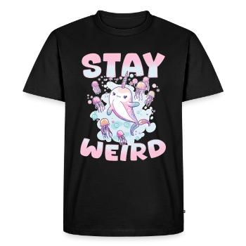 Drôle de narval méduse animal rester bizarre - T-shirt Premium bio Homme - noir - Devant - Nico (187cm)