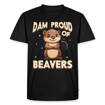 Funny Beaver Animal Dam proud of beavers - Men's Premium Organic T-Shirt - black - Front - Nico (187cm)
