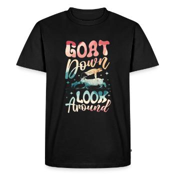 Méditation yoga chèvre, cours de yoga, yoga - T-shirt Premium bio Homme - noir - Devant - Nico (187cm)