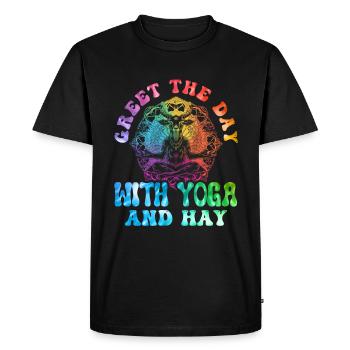 Goat yoga meditation, yoga class, yoga - Men's Premium Organic T-Shirt - black - Front - Nico (187cm)
