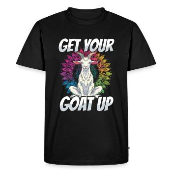 Méditation yoga chèvre, cours de yoga, yoga - T-shirt Premium bio Homme - noir - Devant - Nico (187cm)