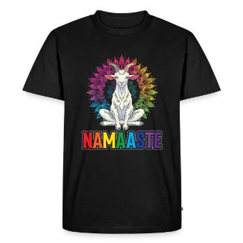 Méditation yoga chèvre, cours de yoga, yoga - T-shirt Premium bio Homme - noir - Devant - Nico (187cm)