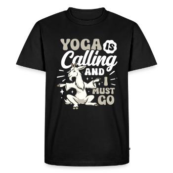 Méditation yoga chèvre, cours de yoga, yoga - T-shirt Premium bio Homme - noir - Devant - Nico (187cm)