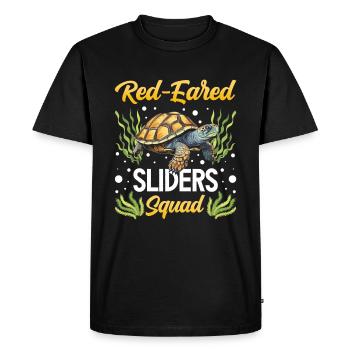 Amoureux des tortues à oreilles rouges - T-shirt Premium bio Homme - noir - Devant - Nico (187cm)