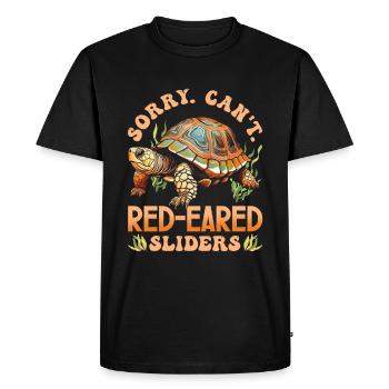 Amoureux des tortues à oreilles rouges - T-shirt Premium bio Homme - noir - Devant - Nico (187cm)