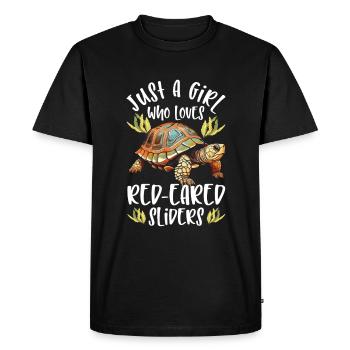 Amoureux des tortues à oreilles rouges - T-shirt Premium bio Homme - noir - Devant - Nico (187cm)