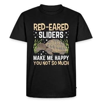 Amoureux des tortues à oreilles rouges - T-shirt Premium bio Homme - noir - Devant - Nico (187cm)