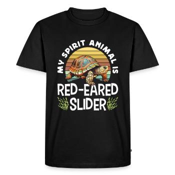 Amoureux des tortues à oreilles rouges - T-shirt Premium bio Homme - noir - Devant - Nico (187cm)