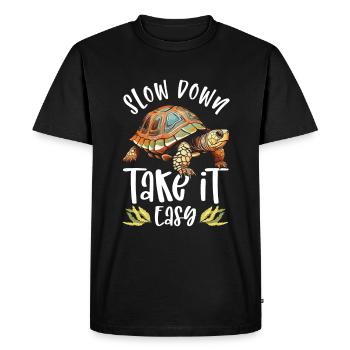 Amoureux des tortues à oreilles rouges - T-shirt Premium bio Homme - noir - Devant - Nico (187cm)