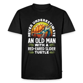 Amoureux des tortues à oreilles rouges - T-shirt Premium bio Homme - noir - Devant - Nico (187cm)