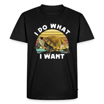 Amoureux des tortues à oreilles rouges - T-shirt Premium bio Homme - noir - Devant - Nico (187cm)