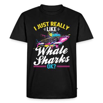 Drôle de requin-baleine animal J’aime vraiment la baleine - T-shirt Premium bio Homme - noir - Devant - Nico (187cm)