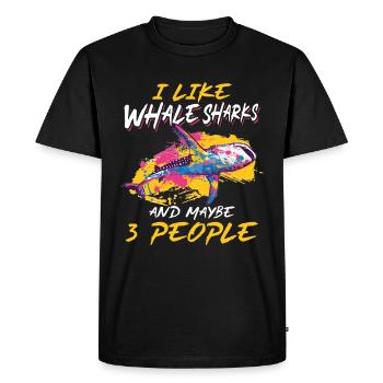Drôle de requin-baleine animal J’aime les requins-baleines - T-shirt Premium bio Homme - noir - Devant - Nico (187cm)