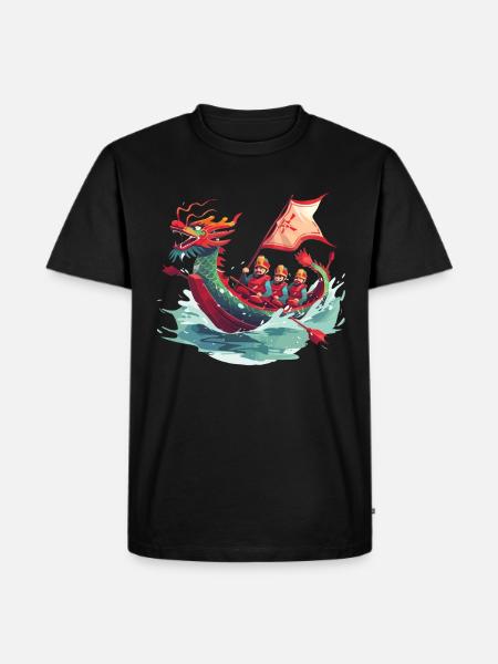 Lustiges Drachenboot-paddel - Männer Premium Bio T-Shirt - Schwarz