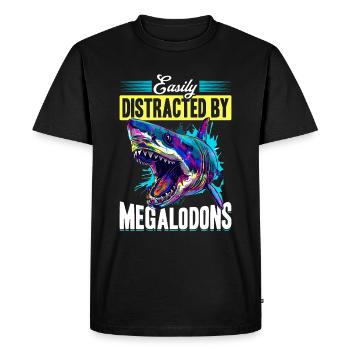 Shark Animal Easily Distracted By Megalodons - Men's Premium Organic T-Shirt - black - Front - Nico (187cm)