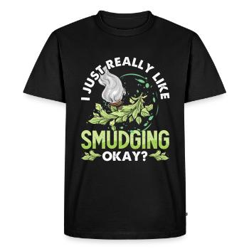 Smudge Sage Feather Spiritual Smudging - Men's Premium Organic T-Shirt - black - Front - Nico (187cm)