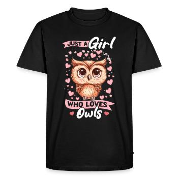 hibou oiseau nocturne animal juste une fille qui aime - T-shirt Premium bio Homme - noir - Devant - Nico (187cm)