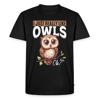 Hibou oiseau nocturne animal que j’aime vraiment - T-shirt Premium bio Homme - noir - Devant - Nico (187cm)