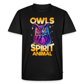 Hibou Oiseau Nocturne Animal Les Hiboux sont mon - T-shirt Premium bio Homme - noir - Devant - Nico (187cm)