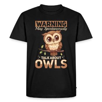 Funny Owl Nocturnal Bird Animal Warning - Men's Premium Organic T-Shirt - black - Front - Nico (187cm)