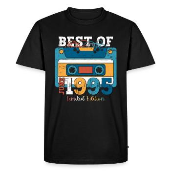 Cassette Juin 1995 Millésime 1995 Anniversaire 1995 - T-shirt Premium bio Homme - noir - Devant - Nico (187cm)