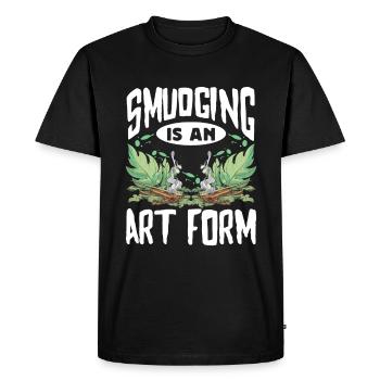 Smudge Sage Feather Spiritual Smudging - Men's Premium Organic T-Shirt - black - Front - Nico (187cm)