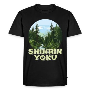 Shinrin Yoku Art Japonais Nature Forêt - T-shirt Premium bio Homme - noir - Devant - Nico (187cm)