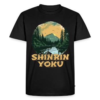 Shinrin Yoku Art Japonais Nature Forêt - T-shirt Premium bio Homme - noir - Devant - Nico (187cm)