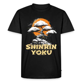 Shinrin Yoku Art Japonais Nature Forêt - T-shirt Premium bio Homme - noir - Devant - Nico (187cm)
