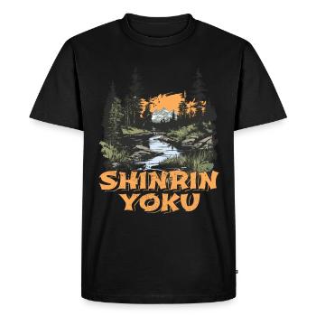 Shinrin Yoku Art Japonais Nature Forêt - T-shirt Premium bio Homme - noir - Devant - Nico (187cm)