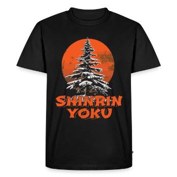 Shinrin Yoku Art Japonais Nature Forêt - T-shirt Premium bio Homme - noir - Devant - Nico (187cm)