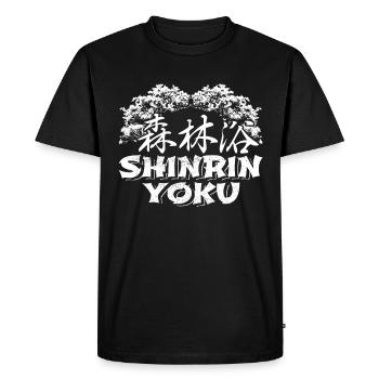Shinrin Yoku Art Japonais Nature Forêt - T-shirt Premium bio Homme - noir - Devant - Nico (187cm)