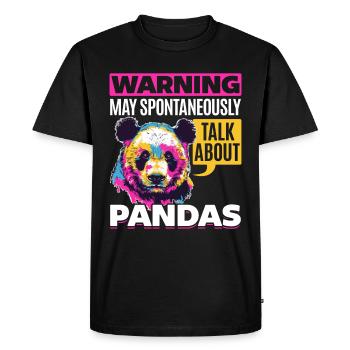 Funny Panda Animal Warning May Spontaneously - Men's Premium Organic T-Shirt - black - Front - Nico (187cm)