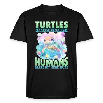 Drôle de tortue de mer Les tortues animales me rendent heureux - T-shirt Premium bio Homme - noir - Devant - Nico (187cm)