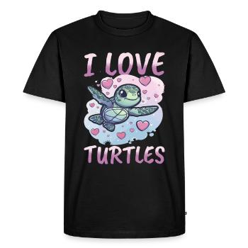 Drôle de tortue de mer Animal J’aime les tortues - T-shirt Premium bio Homme - noir - Devant - Nico (187cm)