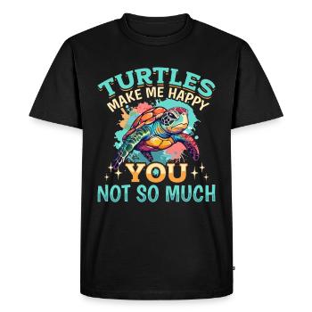 Drôle de tortue de mer Les tortues animales me rendent heureux - T-shirt Premium bio Homme - noir - Devant - Nico (187cm)