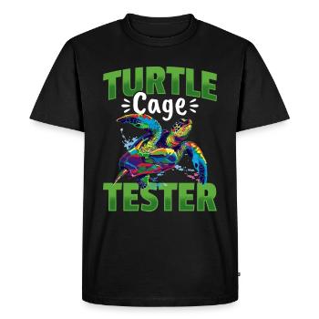 Drôle de tortue de mer Animal Tortue Cage Testeur - T-shirt Premium bio Homme - noir - Devant - Nico (187cm)