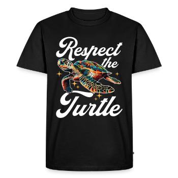 Drôle de tortue de mer Animal Respecter la tortue - T-shirt Premium bio Homme - noir - Devant - Nico (187cm)