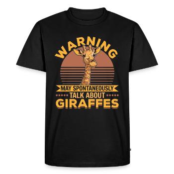 Giraffe Animal Warning May Spontaneously - Men's Premium Organic T-Shirt - black - Front - Nico (187cm)