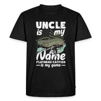 Drôle d’amateur de poisson-chat poisson à tête plate - T-shirt Premium bio Homme - noir - Devant - Nico (187cm)