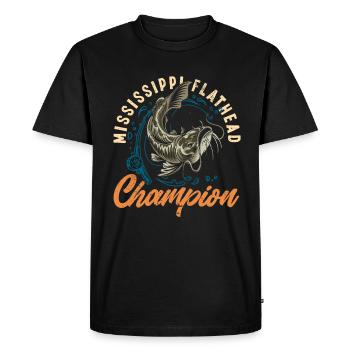 Drôle d’amateur de poisson-chat poisson à tête plate - T-shirt Premium bio Homme - noir - Devant - Nico (187cm)