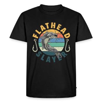 Drôle d’amateur de poisson-chat poisson à tête plate - T-shirt Premium bio Homme - noir - Devant - Nico (187cm)