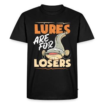 Drôle d’amateur de poisson-chat poisson à tête plate - T-shirt Premium bio Homme - noir - Devant - Nico (187cm)