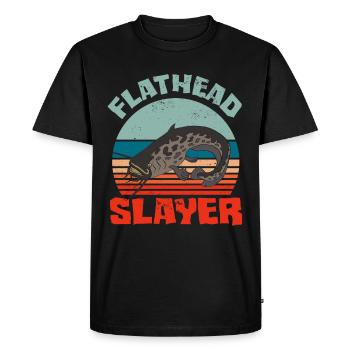 Drôle d’amateur de poisson-chat poisson à tête plate - T-shirt Premium bio Homme - noir - Devant - Nico (187cm)