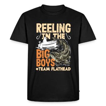 Drôle d’amateur de poisson-chat poisson à tête plate - T-shirt Premium bio Homme - noir - Devant - Nico (187cm)