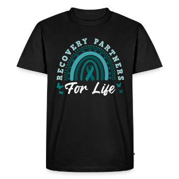 Sensibilisation au rétablissement de la dépendance au ruban turquoise - T-shirt Premium bio Homme - noir - Devant - Nico (187cm)