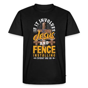 Funny Fence Builder Fence Installer - Men's Premium Organic T-Shirt - black - Front - Nico (187cm)
