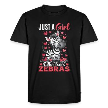Funny Zebra Animal Just A Girl Who Loves Zebras - Men's Premium Organic T-Shirt - black - Front - Nico (187cm)